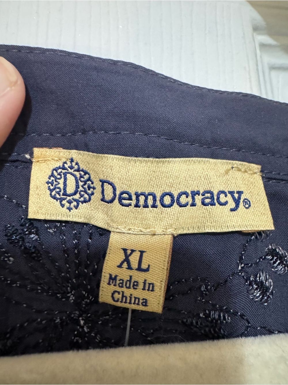NWT Democracy Navy Blue Long Sleeve Blouse - Picture 5 of 5